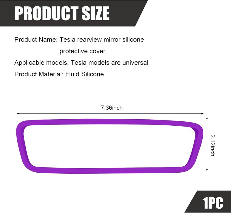 MLY Car Rear View Mirror Protector Frame, Silicone Auto Rearview Edge Protection Cover, Compatible with Model 3 and Y, Rear View Trim Frame Decor, Car Interior Accessories (Purple) - Image 2